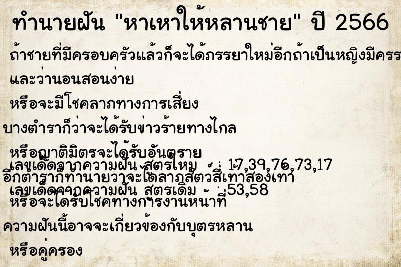 ทำนายฝันทำนายฝันหาเหาให้หลานชาย