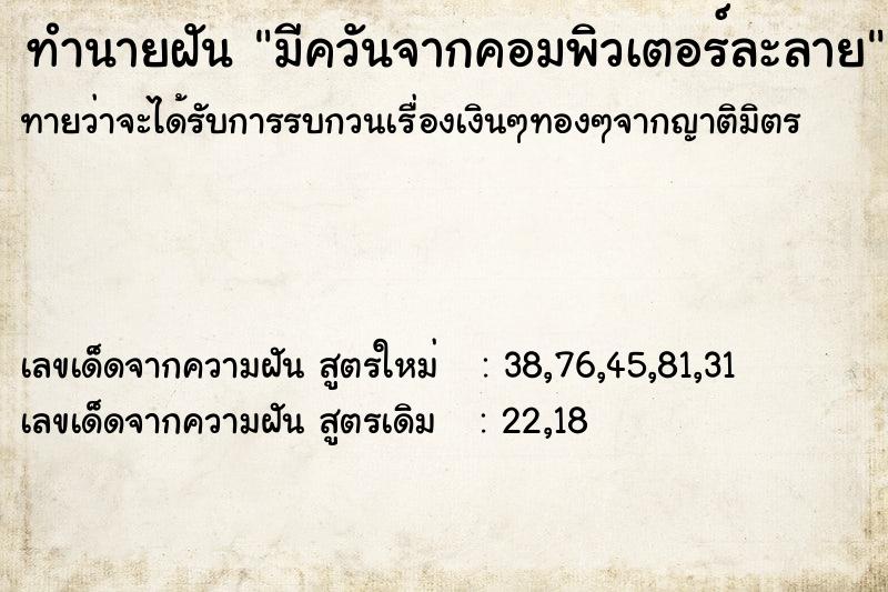 ทำนายฝันมีควันจากคอมพิวเตอร์ละลาย ทำนายฝันทำนายฝันมีควันจากคอมพิวเตอร์ละลาย