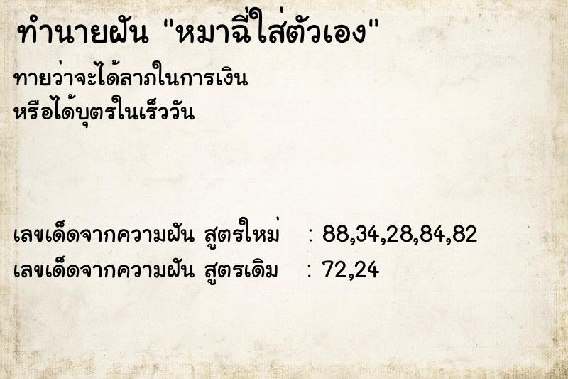 ทำนายฝันทำนายฝันหมาฉี่ใส่ตัวเอง