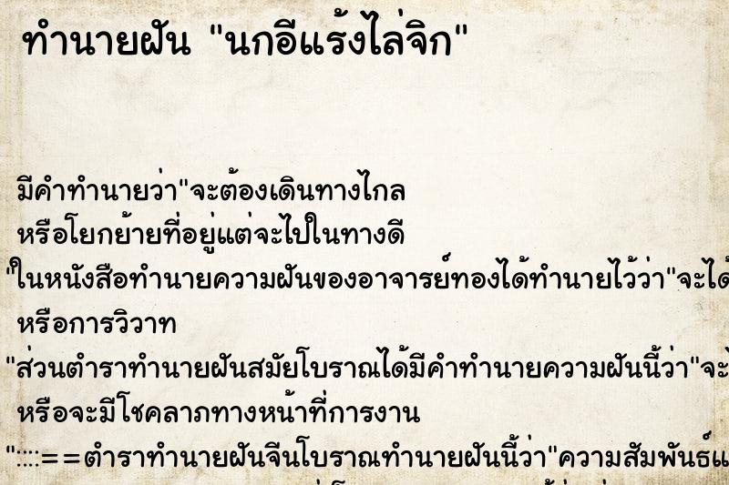 ทำนายฝัน นกอีแร้งไล่จิก ทำนายฝัน นกอีแร้งไล่จิก