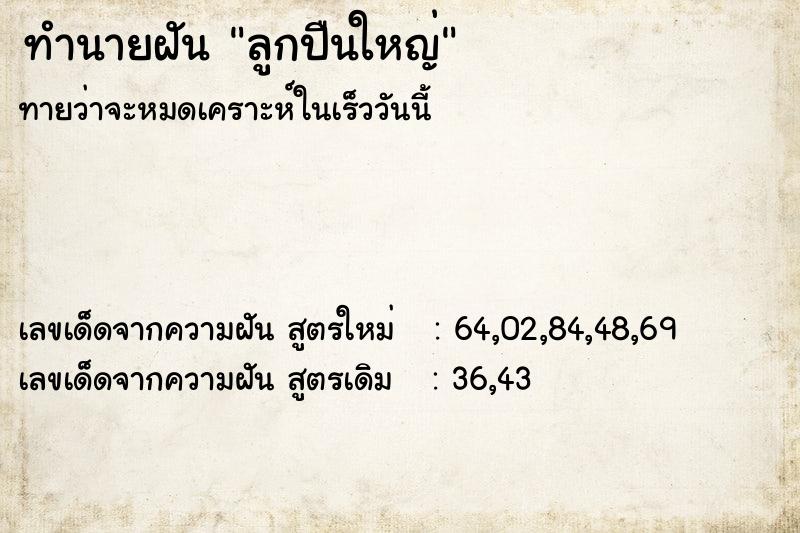 ทำนายฝันลูกปืนใหญ่ ทำนายฝันทำนายฝันลูกปืนใหญ่