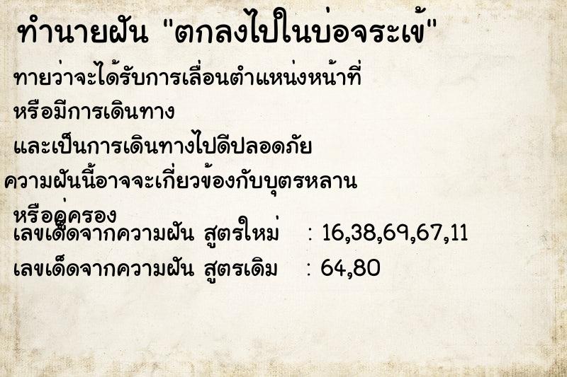 ทำนายฝัน ตกลงไปในบ่อจระเข้ ตำราโบราณ แม่นที่สุดในโลก