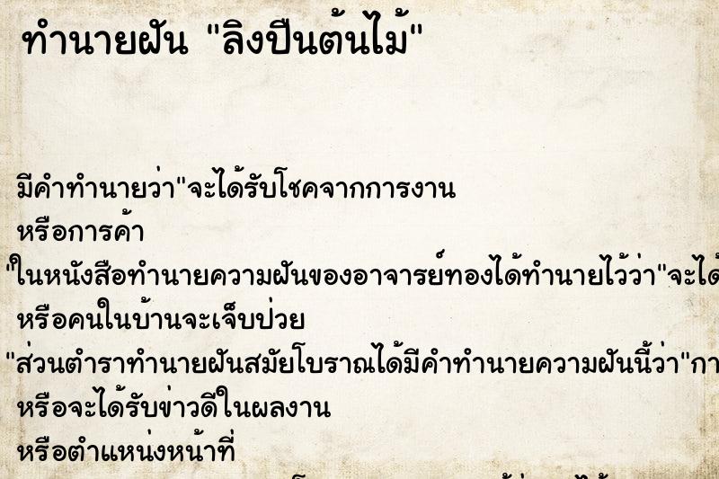 ทำนายฝัน ลิงปืนต้นไม้ ทำนายฝัน ลิงปืนต้นไม้