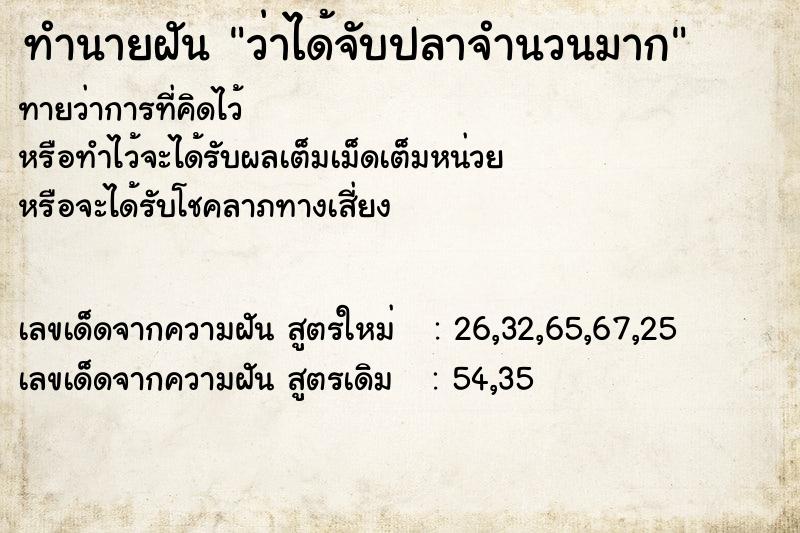 ทำนายฝันว่าได้จับปลาจำนวนมาก ทำนายฝันทำนายฝันว่าได้จับปลาจำนวนมาก