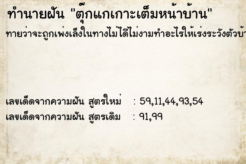 ทำนายฝันทำนายฝันตุ๊กแกเกาะเต็มหน้าบ้าน