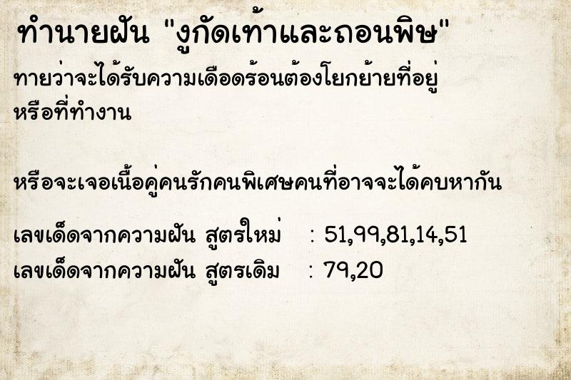 ทำนายฝันทำนายฝันงูกัดเท้าและถอนพิษ