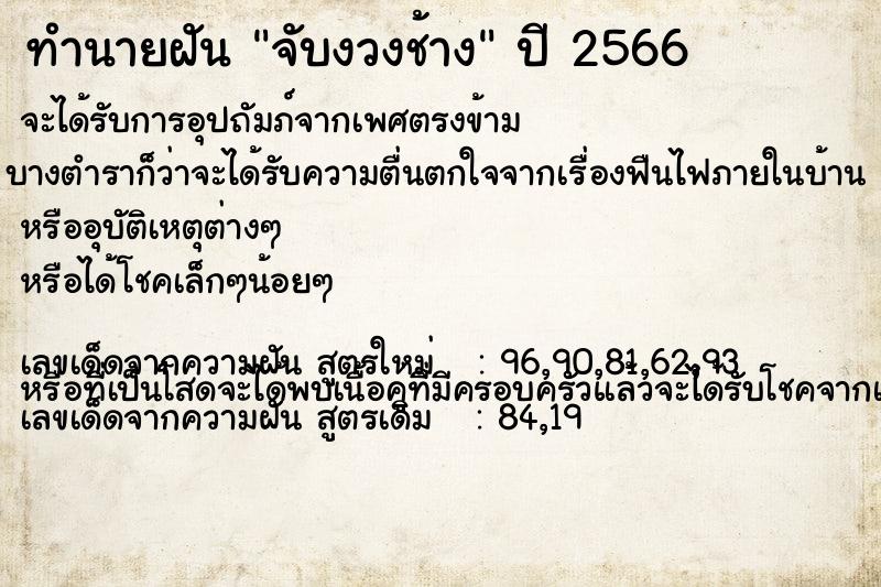 ทำนายฝัน จับงวงช้าง ตำราโบราณ แม่นที่สุดในโลก