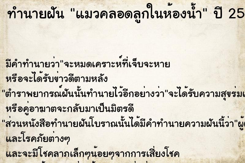 ทำนายฝัน แมวคลอดลูกในห้องน้ำ ทำนายฝัน แมวคลอดลูกในห้องน้ำ