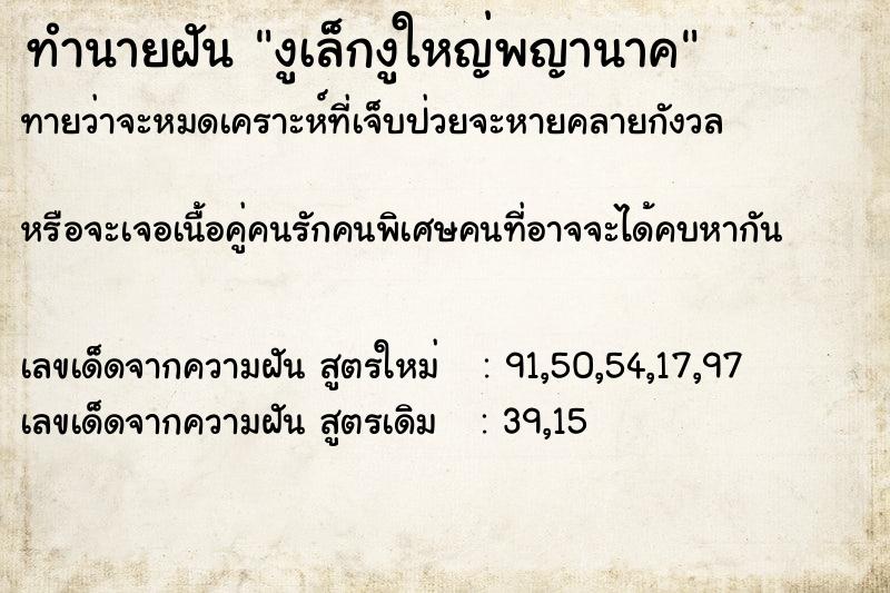 ทำนายฝันงูเล็กงูใหญ่พญานาค ทำนายฝันทำนายฝันงูเล็กงูใหญ่พญานาค