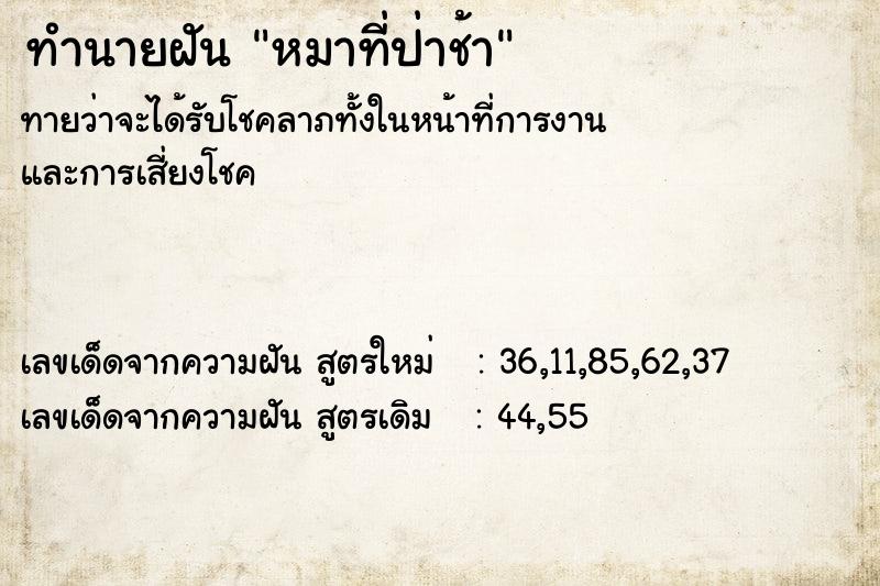ทำนายฝันหมาที่ป่าช้า ทำนายฝันทำนายฝันหมาที่ป่าช้า