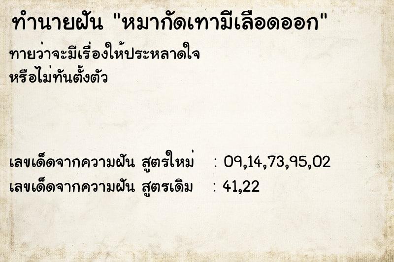 ทำนายฝันทำนายฝันหมากัดเทามีเลือดออก