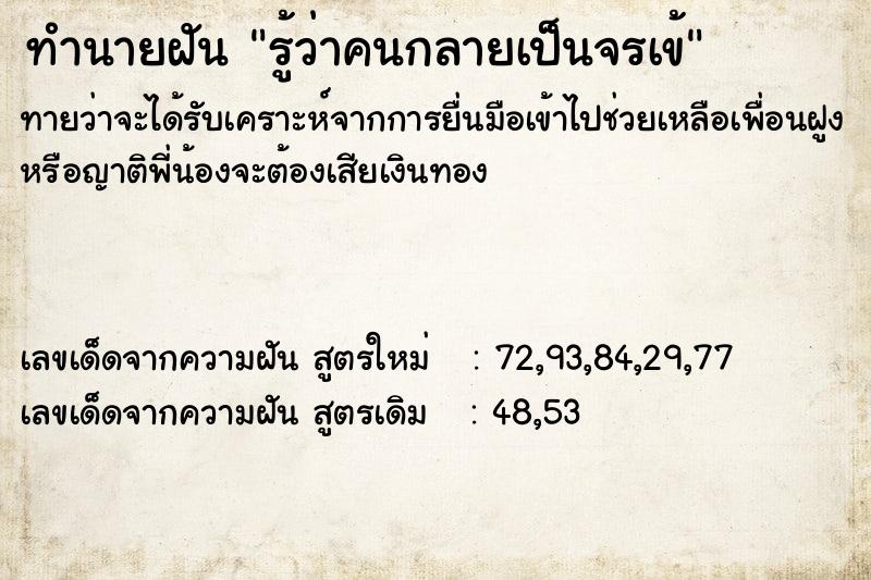 ทำนายฝันทำนายฝันรู้ว่าคนกลายเป็นจรเข้