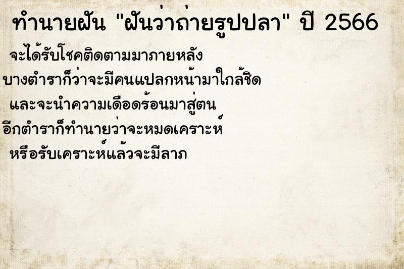 ทำนายฝันฝันว่าถ่ายรูปปลา ทำนายฝันทำนายฝันฝันว่าถ่ายรูปปลา