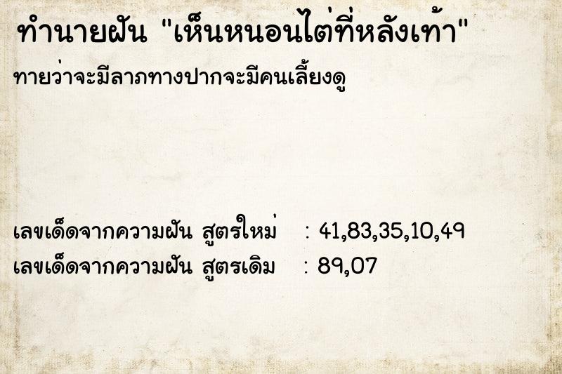 ทำนายฝันเห็นหนอนไต่ที่หลังเท้า ทำนายฝันทำนายฝันเห็นหนอนไต่ที่หลังเท้า