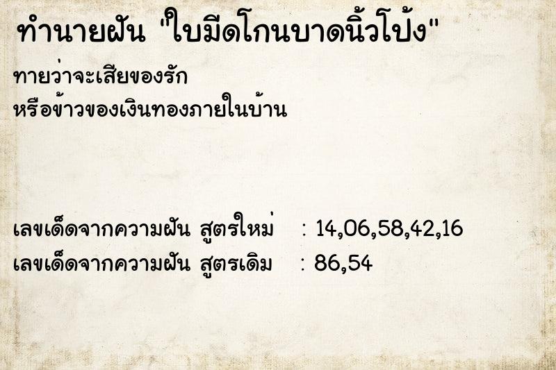 ทำนายฝัน ใบมีดโกนบาดนิ้วโป้ง ทำนายฝัน ใบมีดโกนบาดนิ้วโป้ง