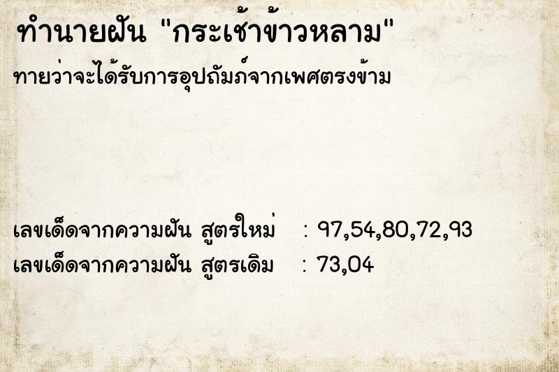 ทำนายฝัน กระเช้าข้าวหลาม ทำนายฝัน กระเช้าข้าวหลาม