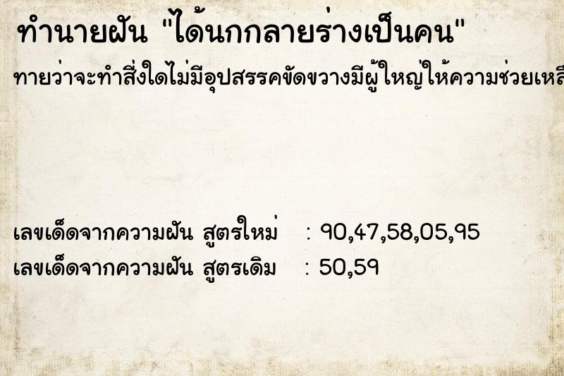 ทำนายฝัน ได้นกกลายร่างเป็นคน ทำนายฝัน ได้นกกลายร่างเป็นคน