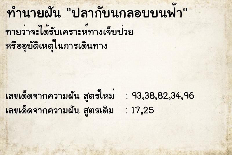 ทำนายฝันทำนายฝันปลากับนกลอบบนฟ้า