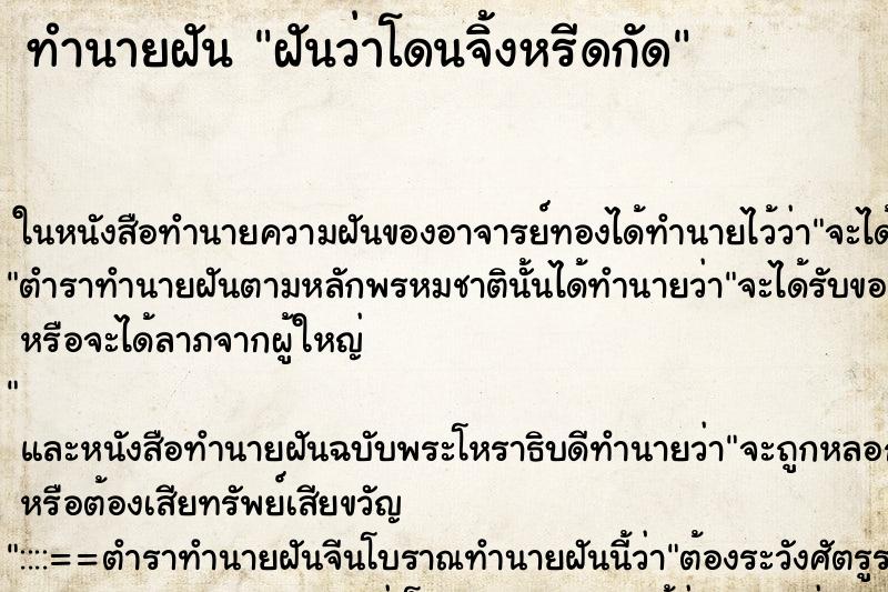 ทำนายฝันฝันว่าโดนจิ้งหรีดกัด ทำนายฝันทำนายฝันฝันว่าโดนจิ้งหรีดกัด