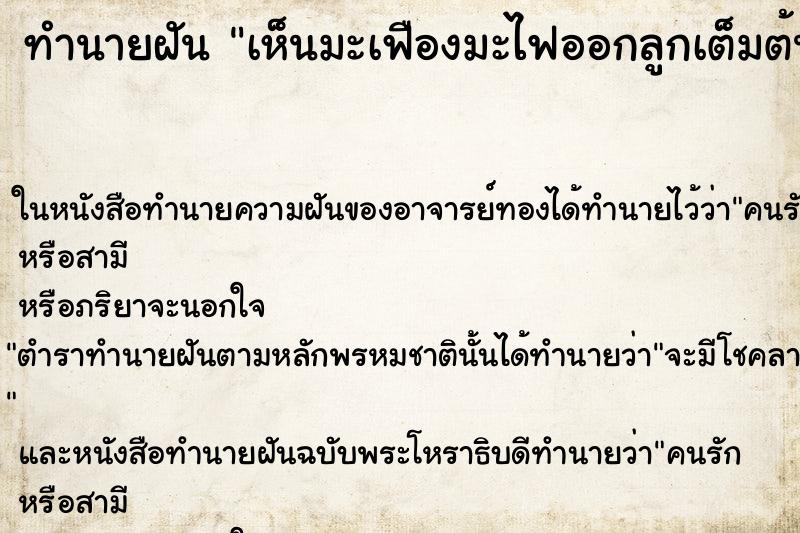 ทำนายฝันทำนายฝันเห็นมะเฟืองมะไฟออกลูกเต็มต้น