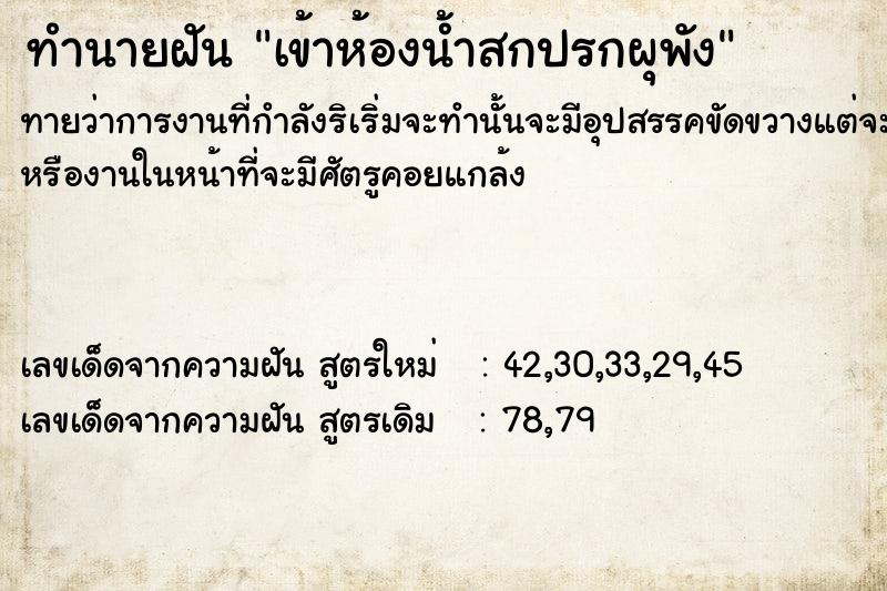ทำนายฝันเข้าห้องน้ำสกปรกผุพัง ทำนายฝันทำนายฝันเข้าห้องน้ำสกปรกผุพัง