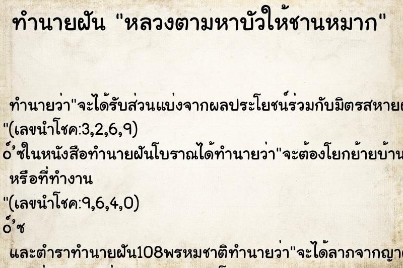 ทำนายฝัน หลวงตามหาบัวให้ชานหมาก ทำนายฝัน หลวงตามหาบัวให้ชานหมาก