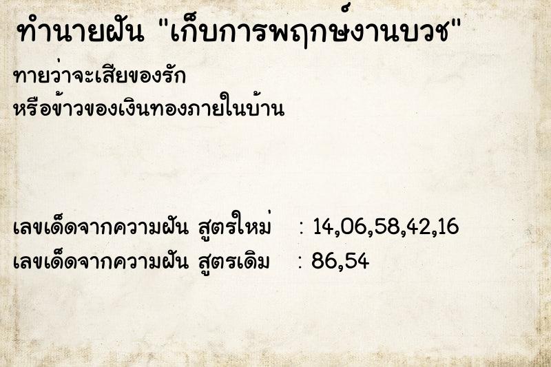 ทำนายฝันทำนายฝันเก็บการพฤกษ์งานบวช