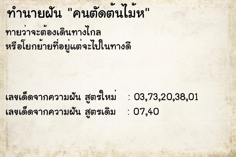 ทำนายฝัน คนตัดต้นไม้ห ทำนายฝัน คนตัดต้นไม้ห