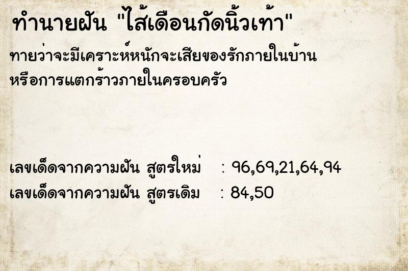 ทำนายฝันไส้เดือนกัดนิ้วเท้า ทำนายฝันทำนายฝันไส้เดือนกัดนิ้วเท้า