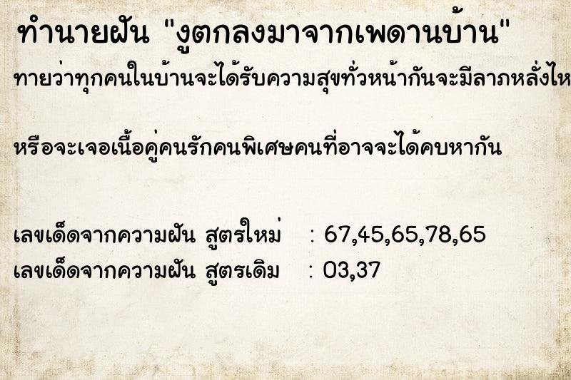 ทำนายฝันงูตกลงมาจากเพดานบ้าน ทำนายฝันทำนายฝันงูตกลงมาจากเพดานบ้าน
