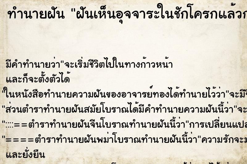 ทำนายฝัน ฝันเห็นอุจจาระในชักโครกแล้วกดน้ำลงทำความสะอาด ทำนายฝัน ฝันเห็นอุจจาระในชักโครกแล้วกดน้ำลงทำความสะอาด
