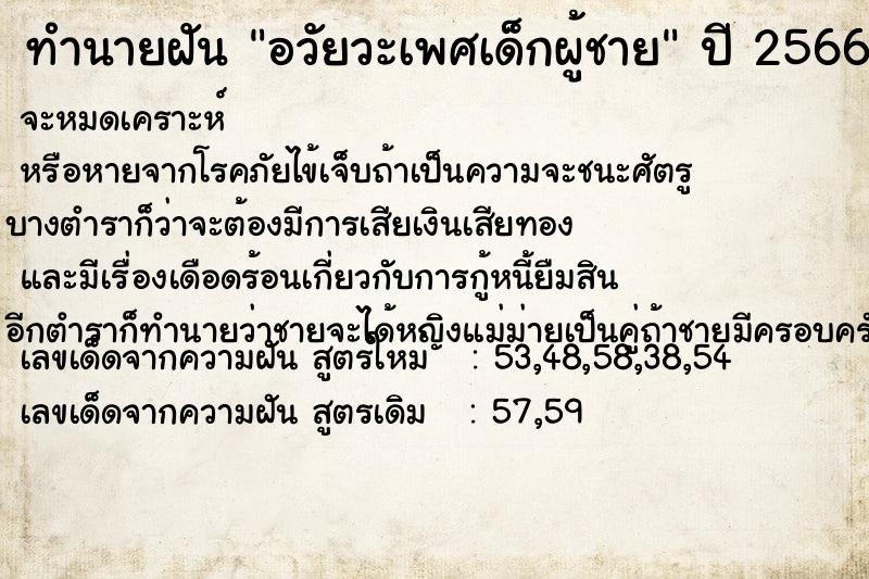ทำนายฝัน อวัยวะเพศเด็กผู้ชาย ทำนายฝัน อวัยวะเพศเด็กผู้ชาย