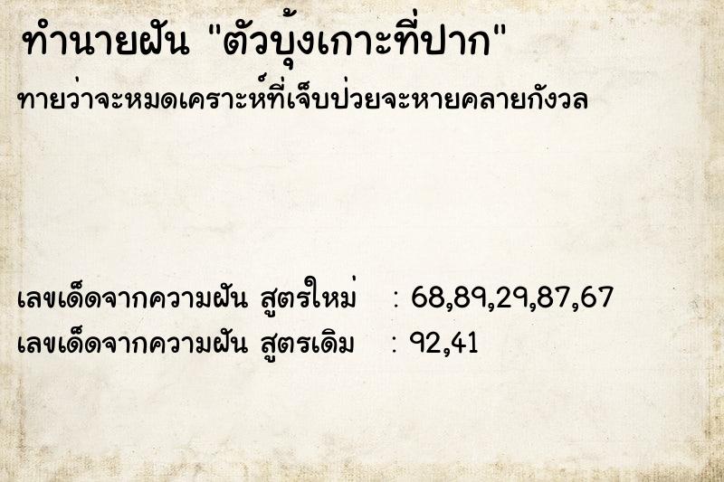 ทำนายฝันทำนายฝันตัวบุ้งเกาะที่ปาก