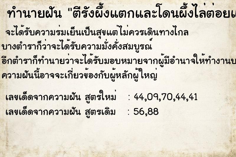 ทำนายฝันทำนายฝันตีรังผึ้งแตกและโดนผึ้งไล่ต่อยแต่ไม่โดน