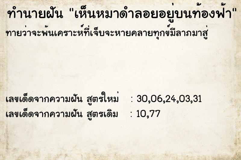 ทำนายฝัน เห็นหมาดำลอยอยู่บนท้องฟ้า ทำนายฝัน เห็นหมาดำลอยอยู่บนท้องฟ้า