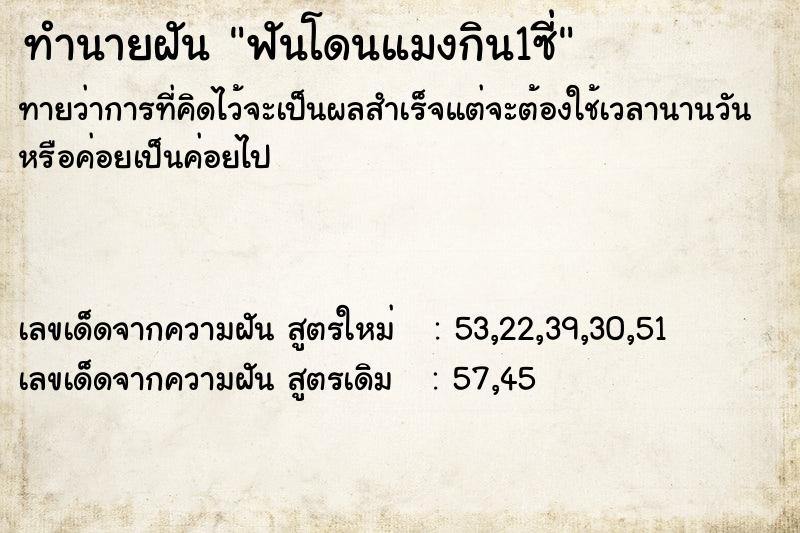ทำนายฝันฟันโดนแมงกิน1ซี่ ทำนายฝันทำนายฝันฟันโดนแมงกิน1ซี่