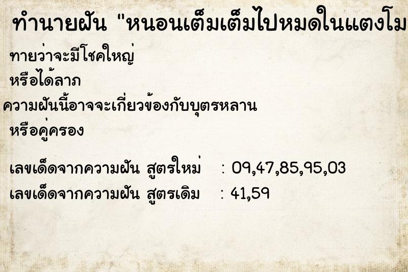 ทำนายฝันทำนายฝันหนอนเต็มเต็มไปหมดในแตงโม
