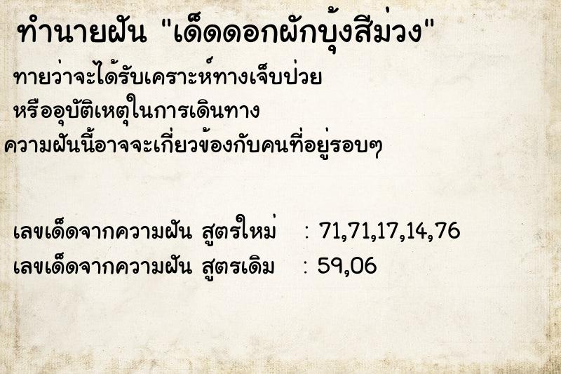 ทำนายฝันทำนายฝันเด็ดดอกผักบุ้งสีม่วง