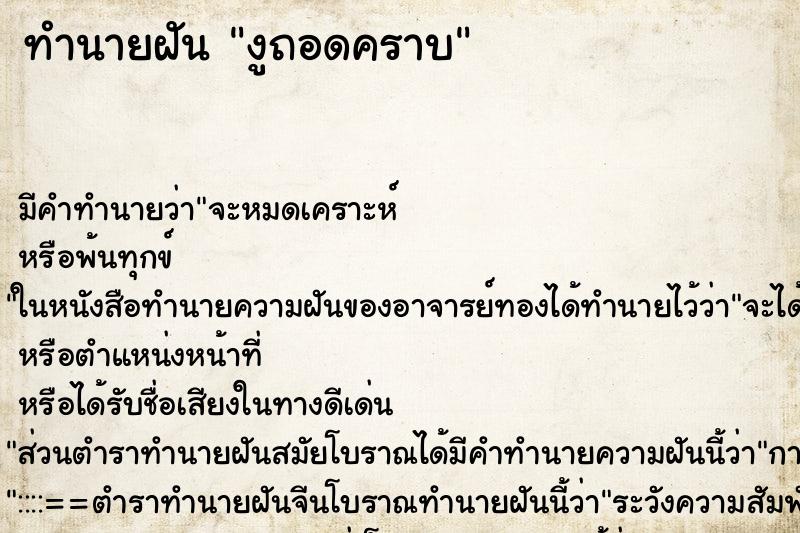 ทำนายฝันทำนายฝันงูถอดคราบ