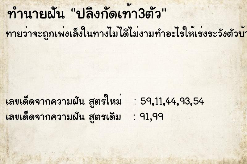ทำนายฝันปลิงกัดเท้า3ตัว ทำนายฝันทำนายฝันปลิงกัดเท้า3ตัว
