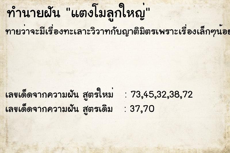 ทำนายฝันทำนายฝันแตงโมลูกใหญ่