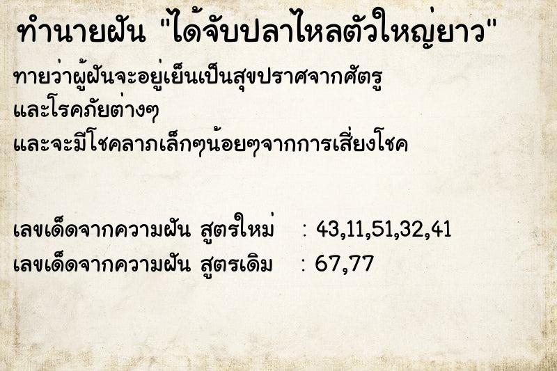 ทำนายฝันได้จับปลาไหลตัวใหญ่ยาว ทำนายฝันทำนายฝันได้จับปลาไหลตัวใหญ่ยาว