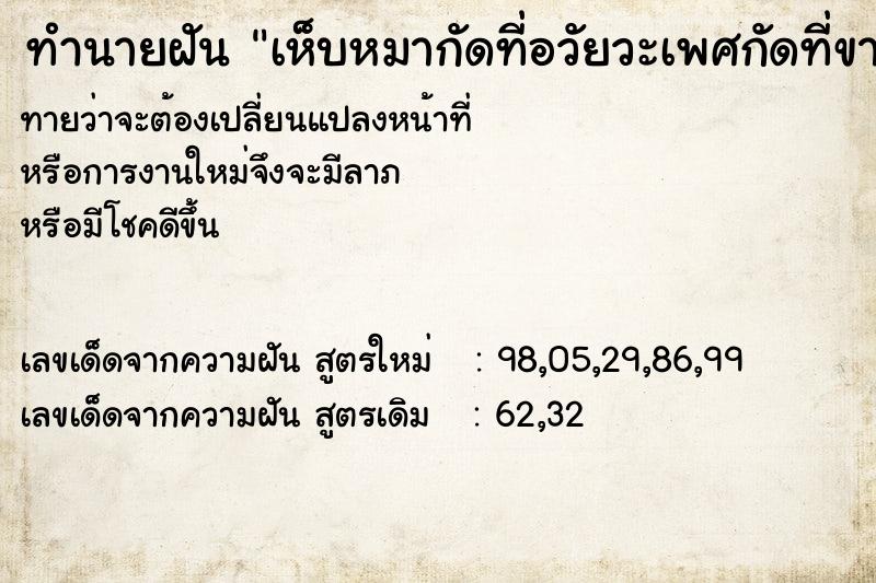 ทำนายฝันเห็บหมากัดที่อวัยวะเพศกัดที่ขา ทำนายฝันทำนายฝันเห็บหมากัดที่อวัยวะเพศกัดที่ขา