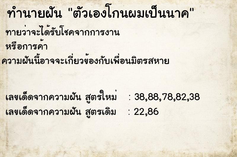ทำนายฝันตัวเองโกนผมเป็นนาค ทำนายฝันทำนายฝันตัวเองโกนผมเป็นนาค