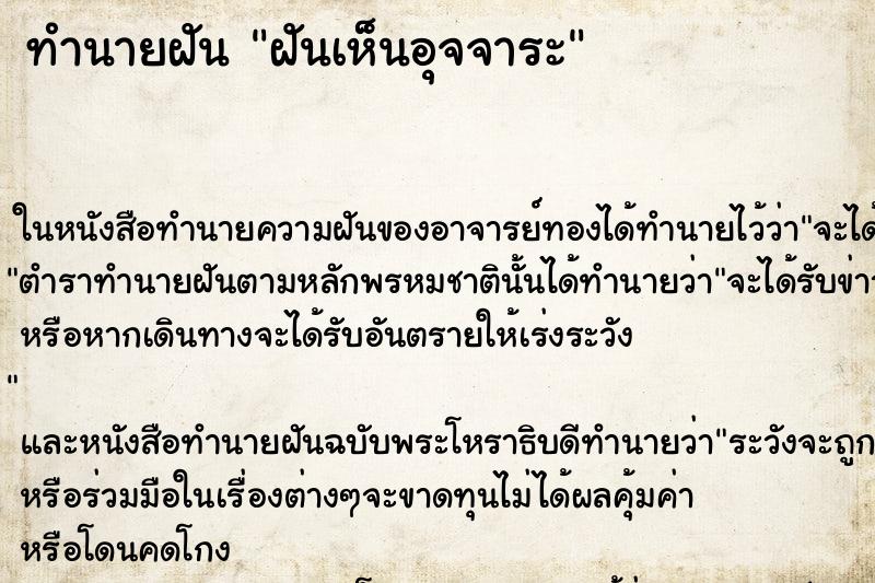 ทำนายฝัน ฝันเห็นอุจจาระ ทำนายฝัน ฝันเห็นอุจจาระ