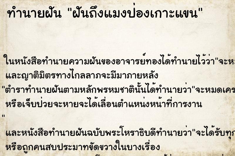ทำนายฝันฝันถึงแมงป่องเกาะแขน ทำนายฝันทำนายฝันฝันถึงแมงป่องเกาะแขน