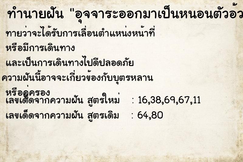 ทำนายฝัน อุจจาระออกมาเป็นหนอนตัวอ้วนสีขาว ตำราโบราณ แม่นที่สุดในโลก