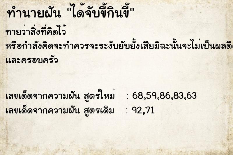 ทำนายฝันทำนายฝันได้จับขี้กินขี้