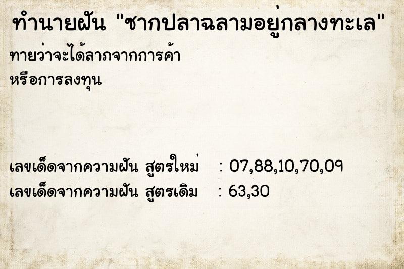 ทำนายฝันทำนายฝันซากปลาฉลามอยู่กลางทะเล