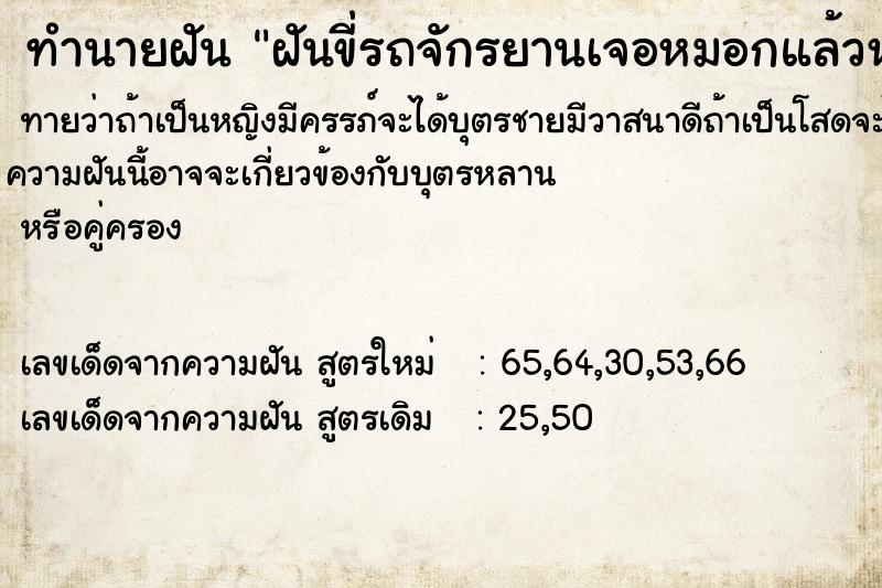 ทำนายฝันทำนายฝันฝันขี่รถจักรยานเจอหมอกแล้วหลับไป